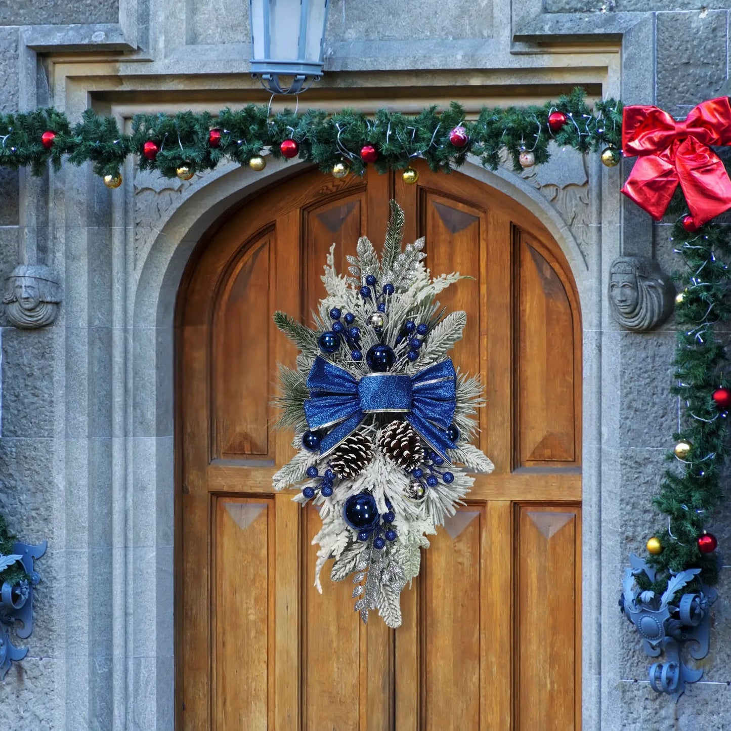 Christmas Wreath Rustic Double Pinecone Decor